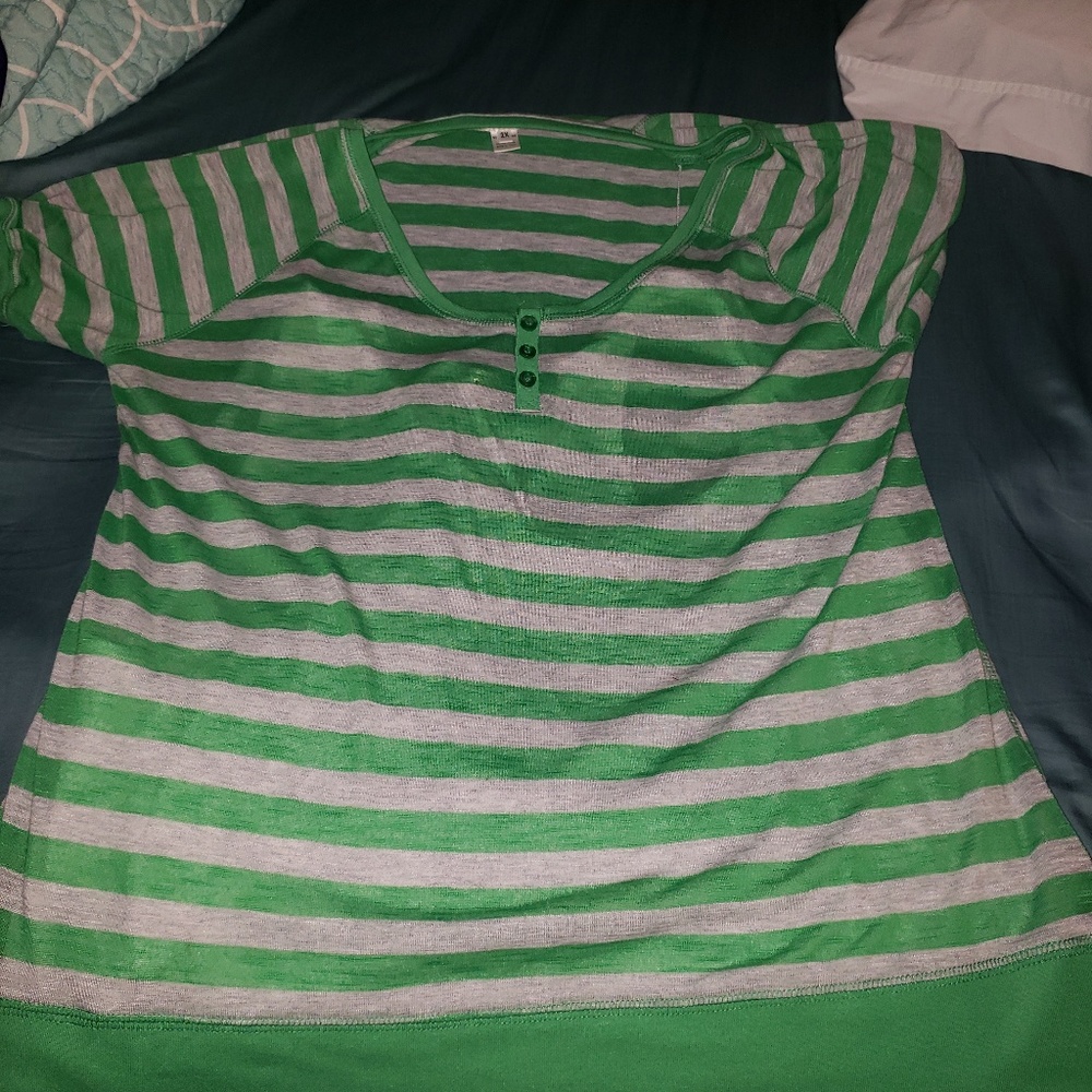 Green striped top